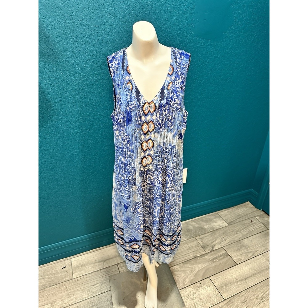 Rabbit Rabbit Rabbit Blue Mandala Sleeveless Flowy Dress 8